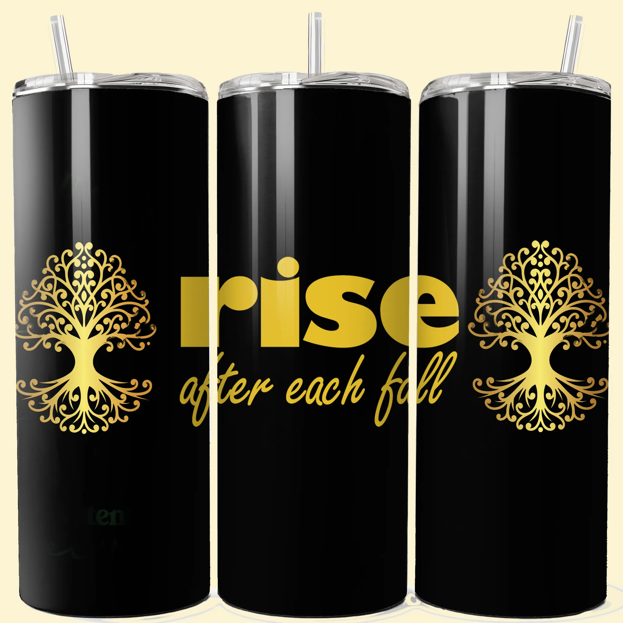 OOI- Skinny Black Tumbler with Straw, 20oz Rise