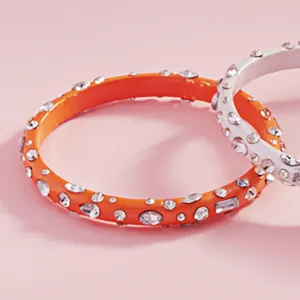 Orange Multi Stone Fun Fashion Bangle Bracelet | Outfit of Choice Jewelry |  628519
