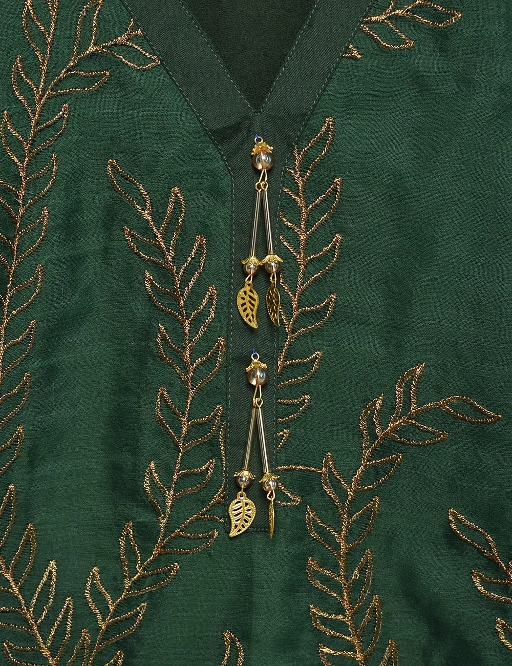 Organza Embroidered Stitched Kurti - Jasmine Creeper (T20-062C-Green)