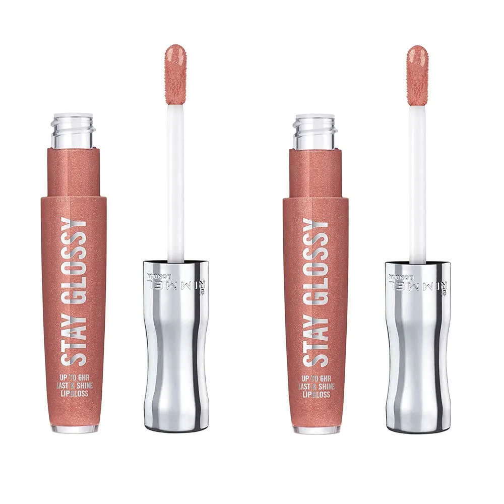 Pack of 2 Rimmel Stay Glossy 6HR Lip Gloss, Down To Gloss # 125