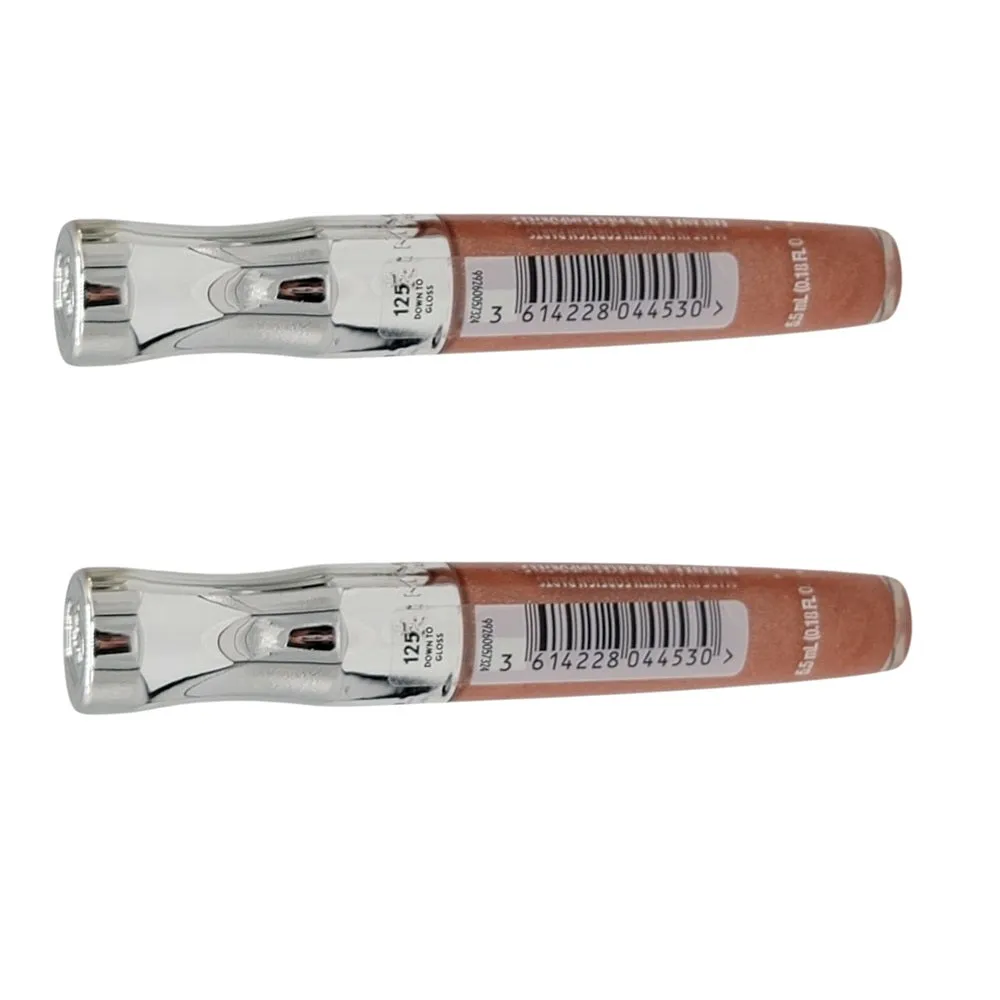 Pack of 2 Rimmel Stay Glossy 6HR Lip Gloss, Down To Gloss # 125