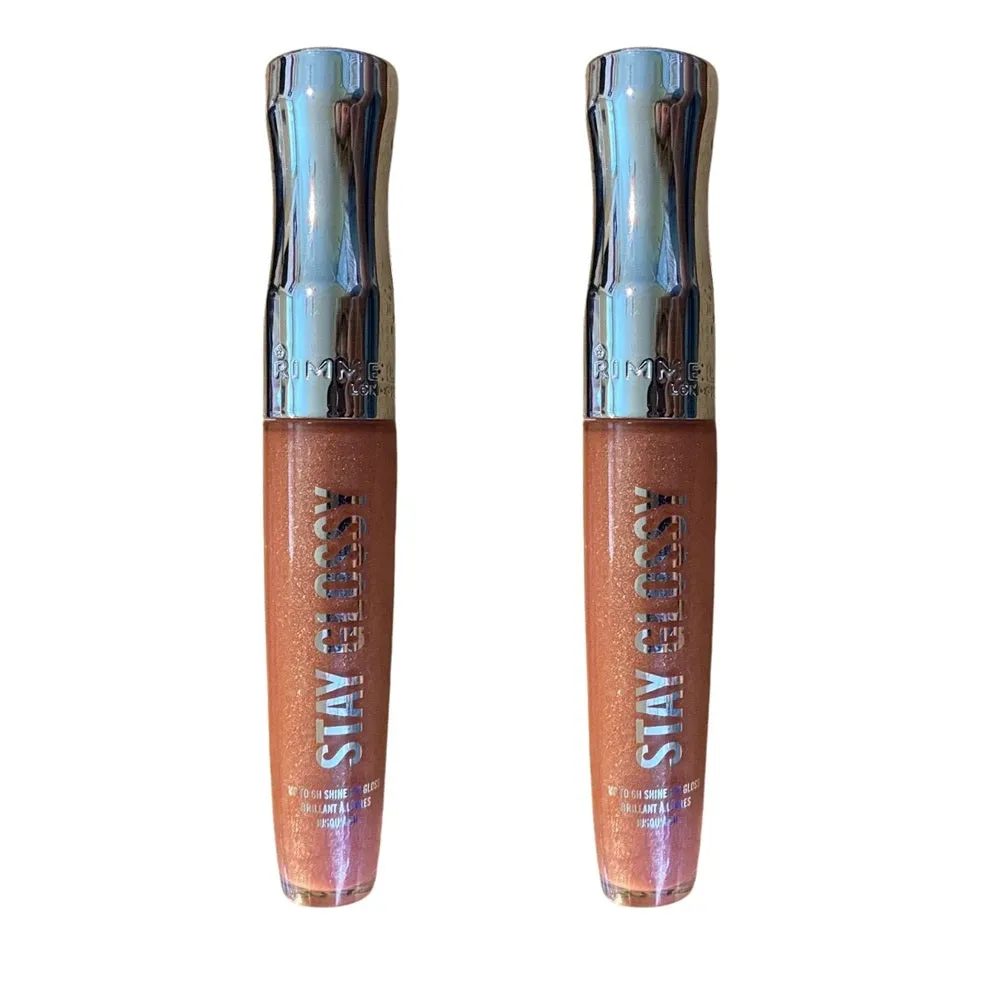 Pack of 2 Rimmel Stay Glossy 6HR Lip Gloss, Down To Gloss # 125