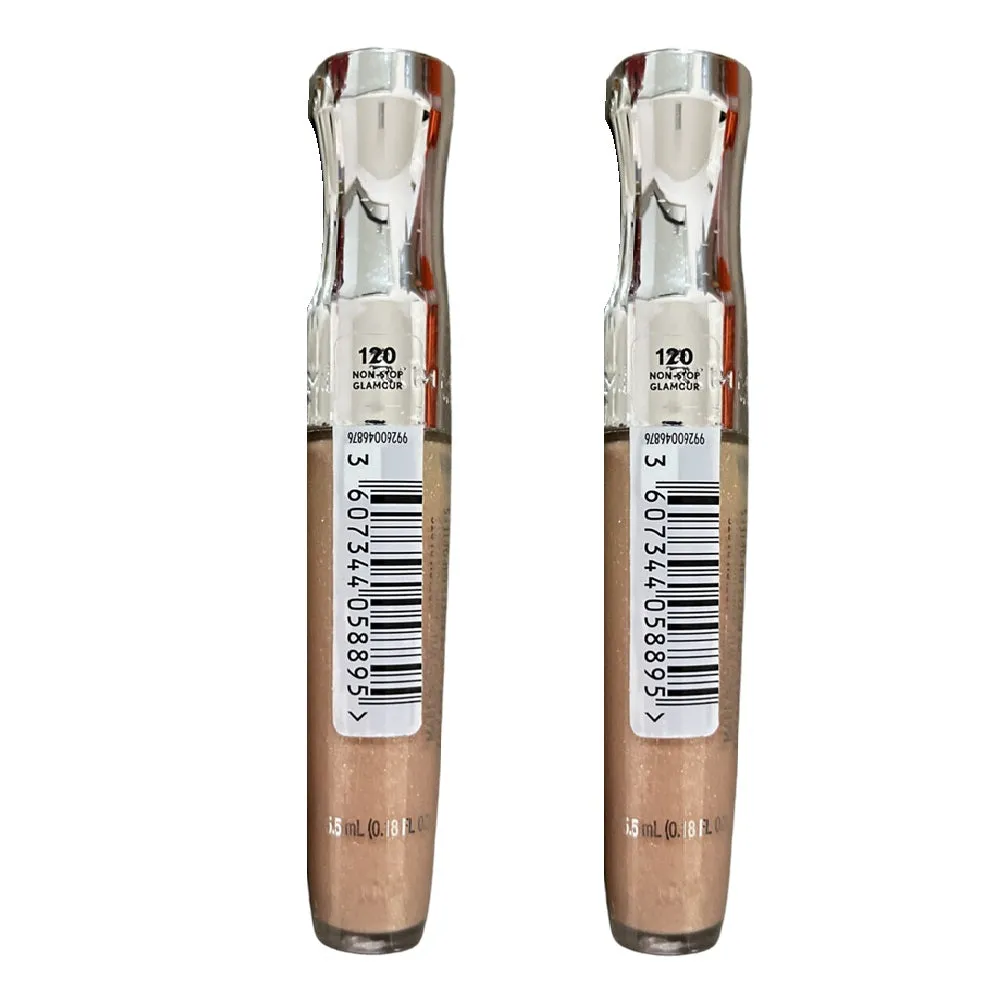 Pack of 2 Rimmel Stay Glossy 6HR Lip Gloss, Non-Stop Glamour # 120