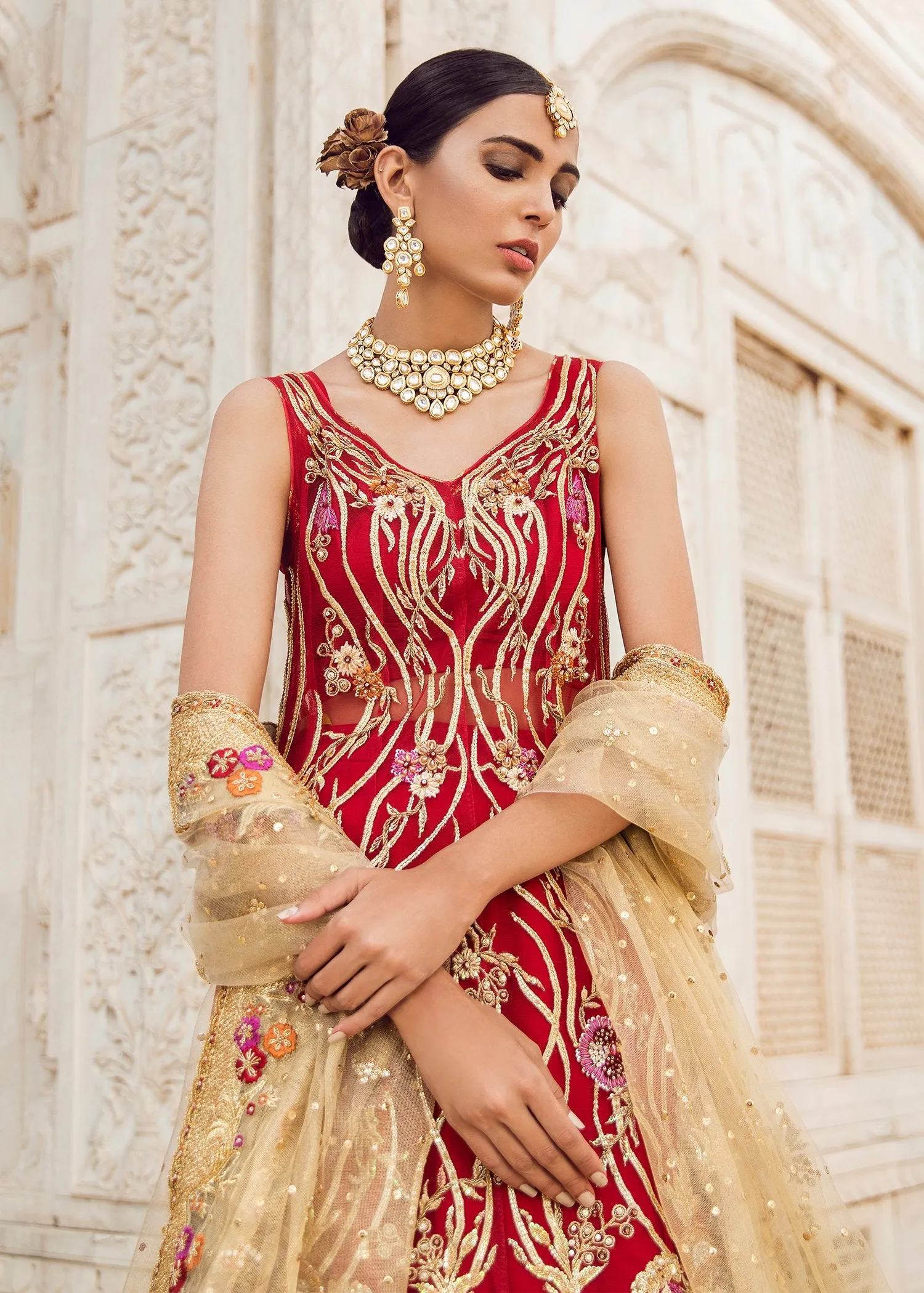 Pakistani Bridal Lehnga with Trail Shirt for Wedding #J5124