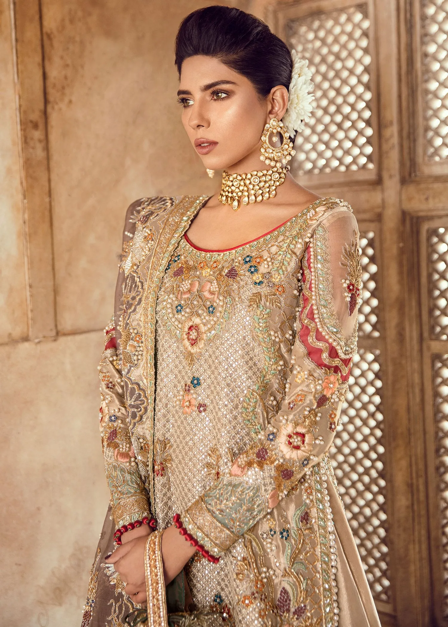 Pakistani Bridal Long Shirt Lehnga for Wedding #J5114