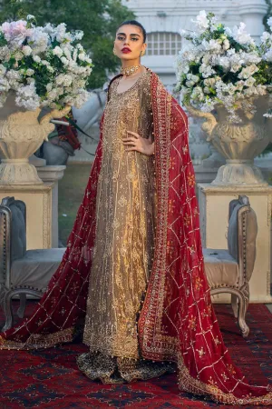 Pakistani Bridal Pishwas with Red Lehenga Dress #BS910