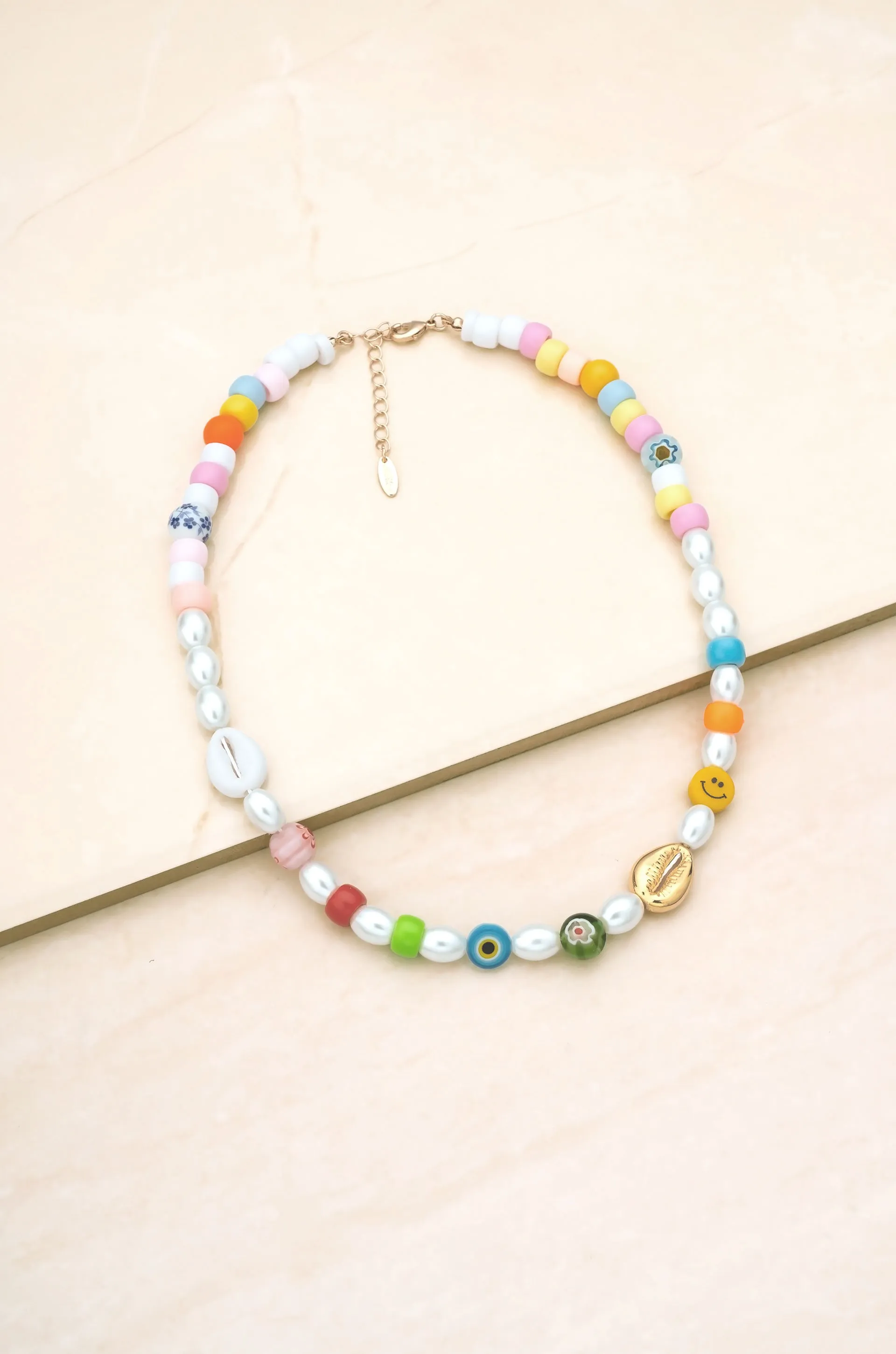 Palm Springs Baby Pearl and Beaded 18k Gold Plated Necklace