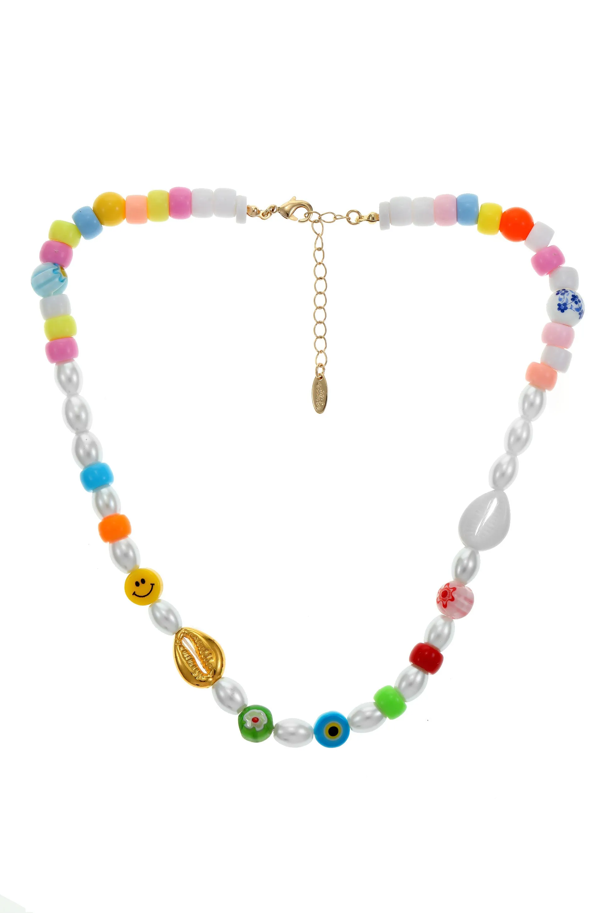 Palm Springs Baby Pearl and Beaded 18k Gold Plated Necklace