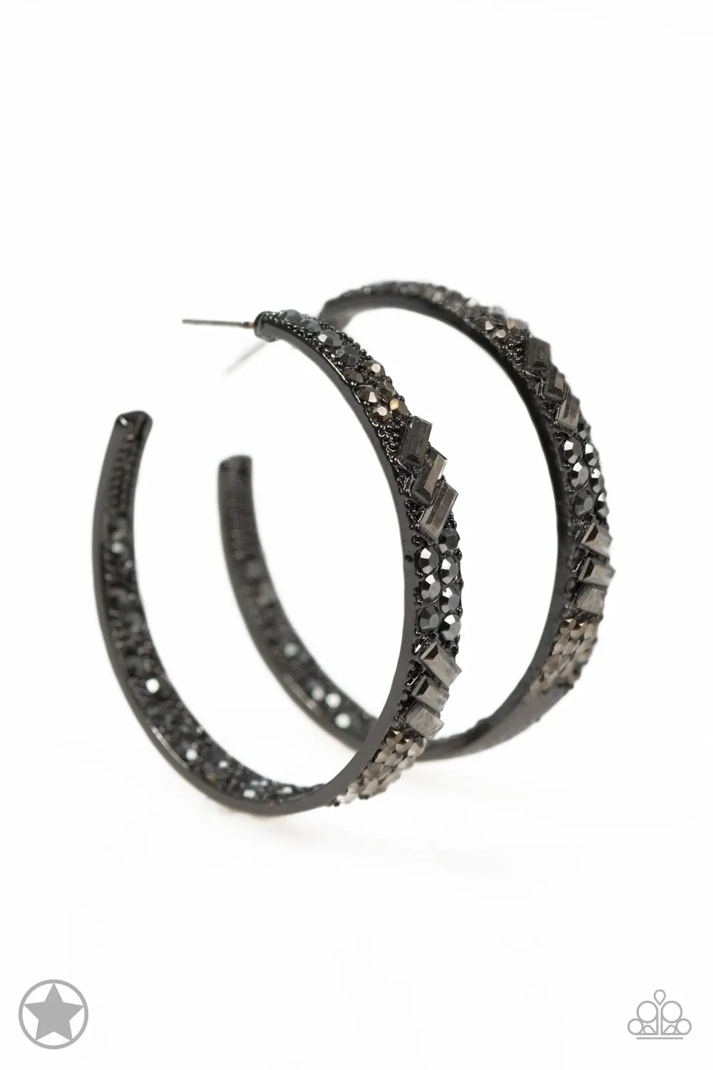 Paparazzi - GLITZY By Association - Black Hoop Earrings
