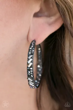 Paparazzi - GLITZY By Association - Black Hoop Earrings