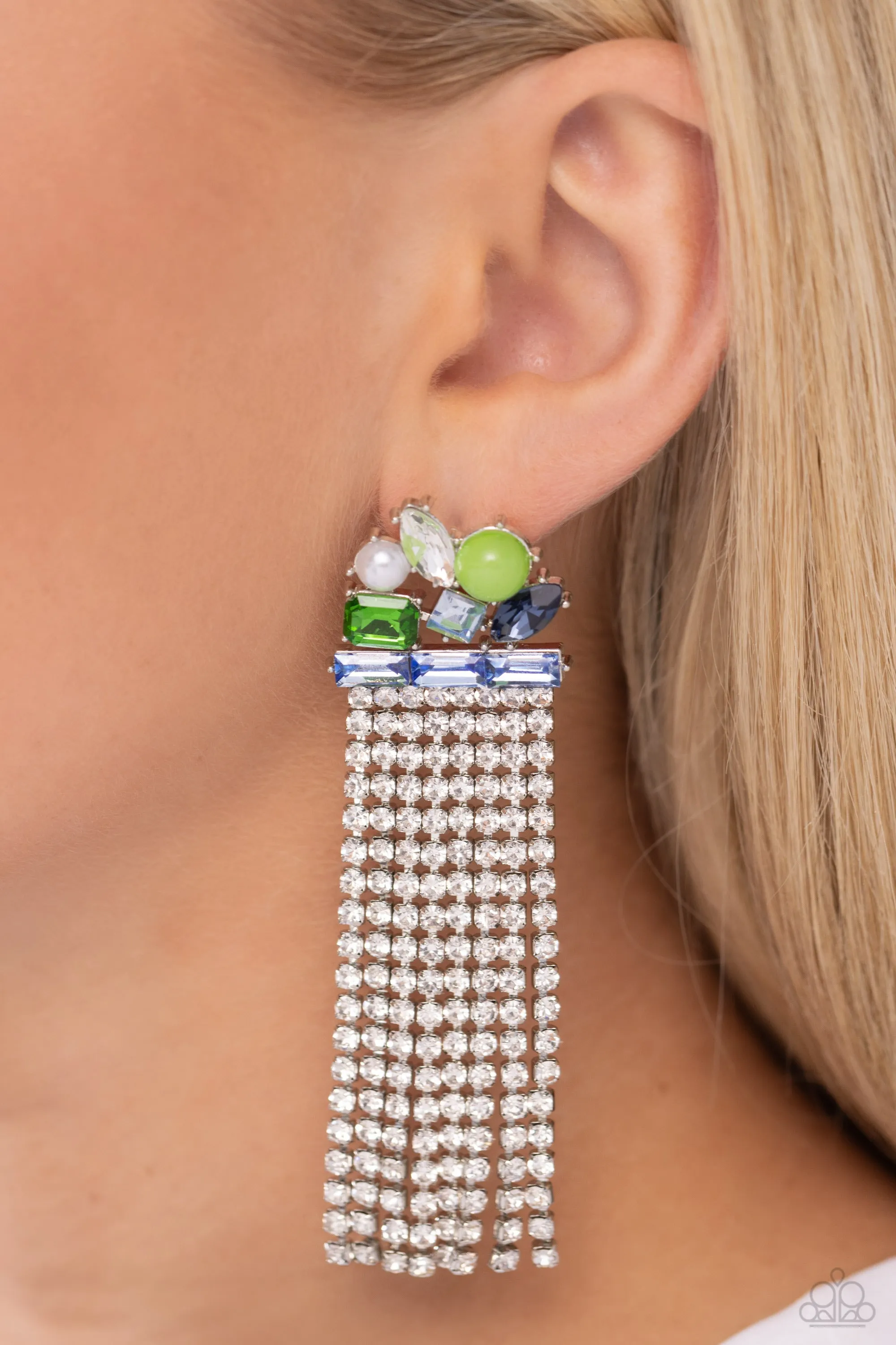 Paparazzi Horizontal Hallmark - Blue Earrings