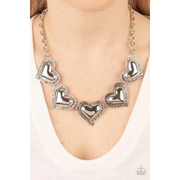 Paparazzi Kindred Hearts Silver Necklace & Earrings Set