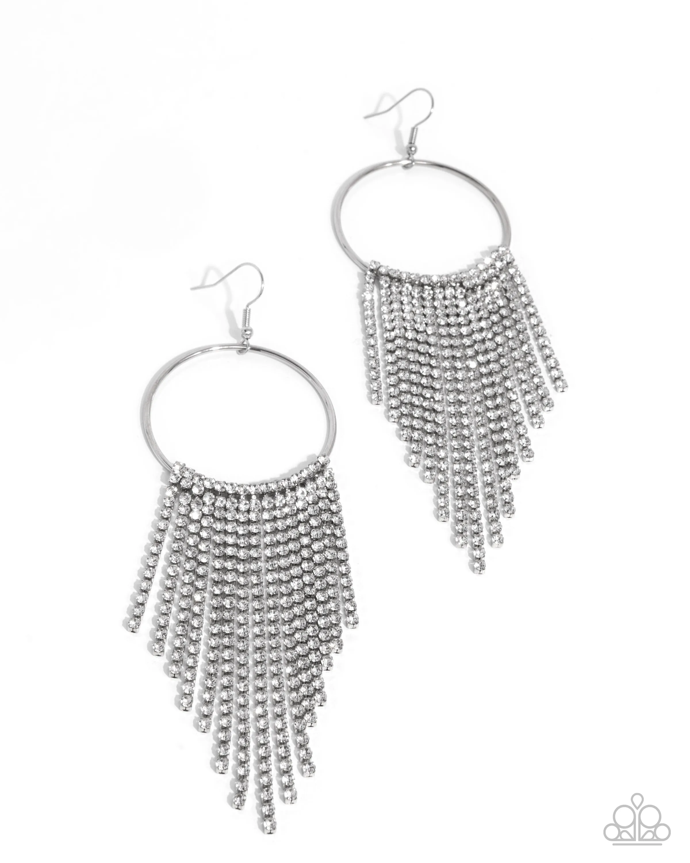 Paparazzi Streamlined Shimmer - White Earrings (2024 November Pink Friday Exclusive)