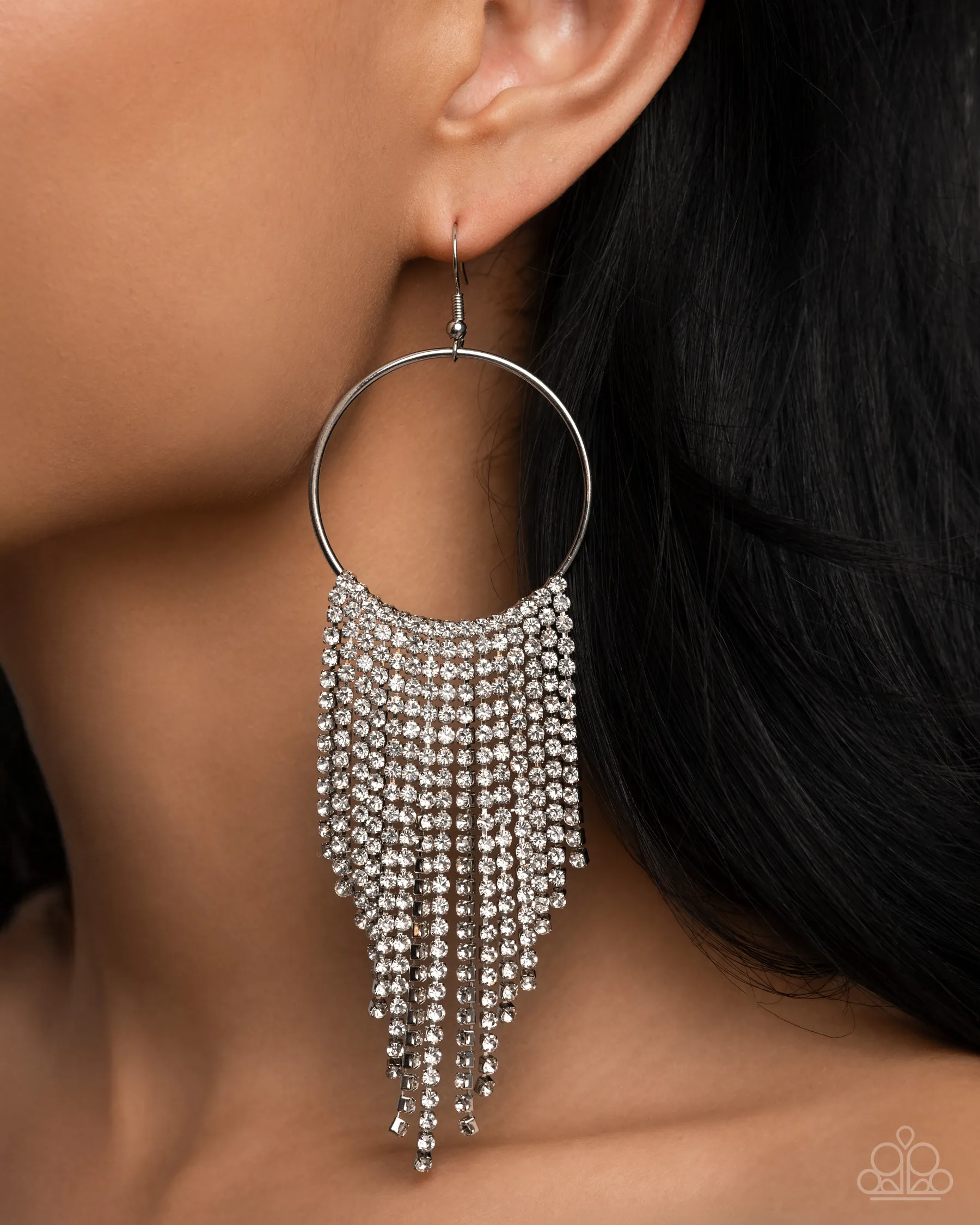 Paparazzi Streamlined Shimmer - White Earrings (2024 November Pink Friday Exclusive)