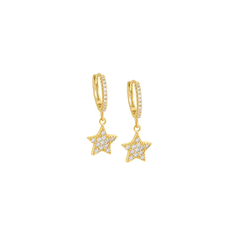 Pavé Dangling Star Huggie Earring
