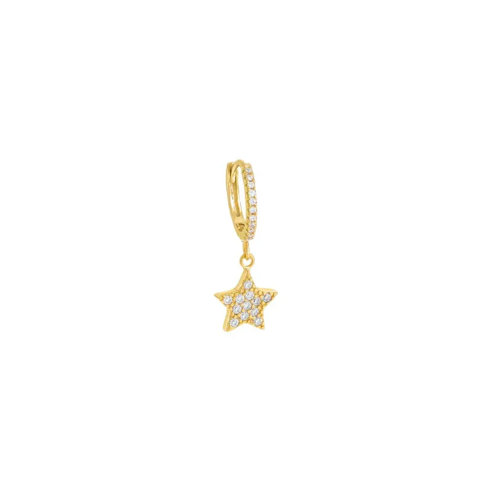Pavé Dangling Star Huggie Earring