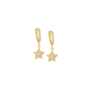 Pavé Dangling Star Huggie Earring