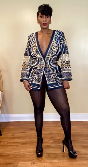 PEARL EMBELLISHED BLAZER (BLACK)