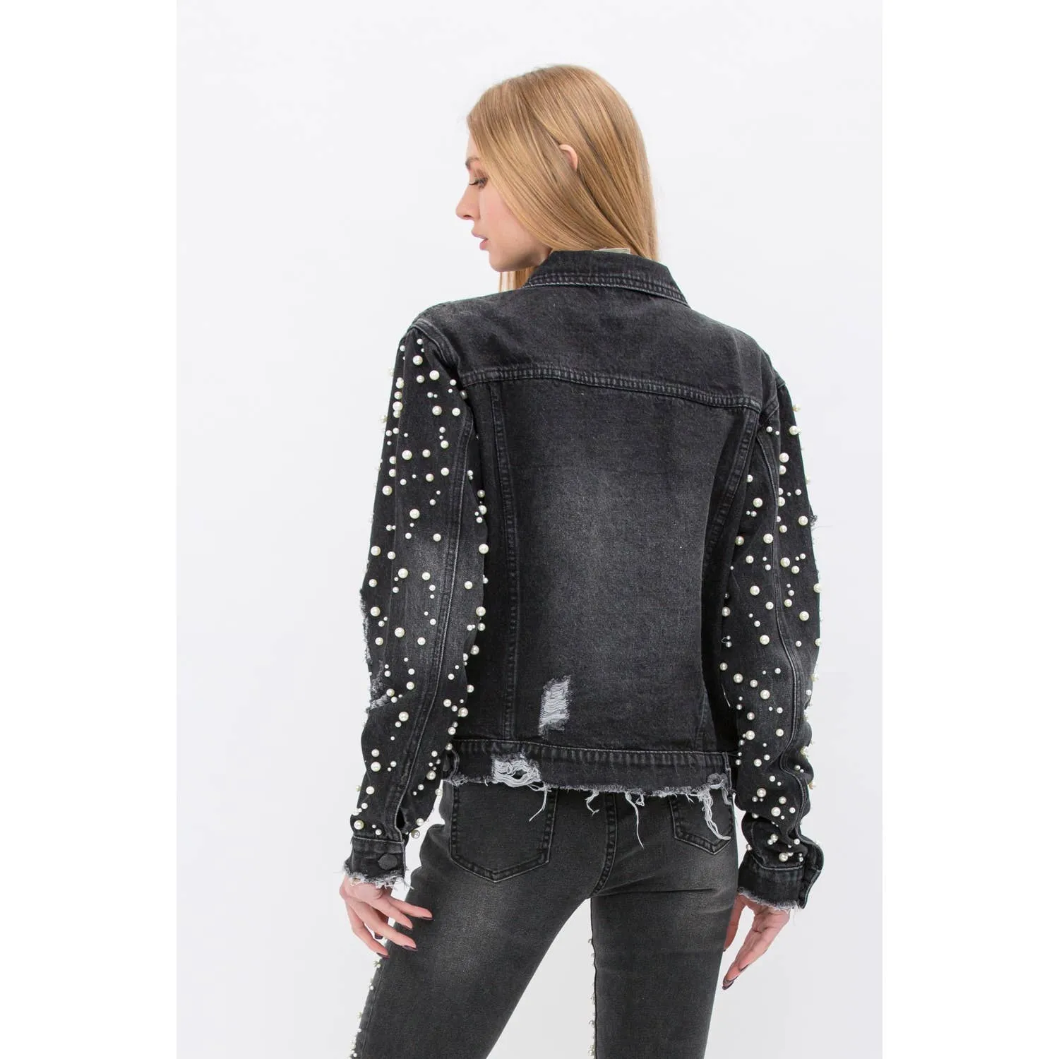 Pearl Embellished Denim Jacket