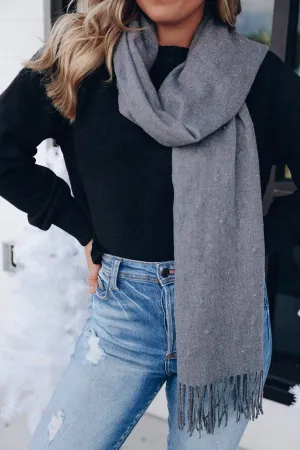 Pearl Embellished Scarf - Grey