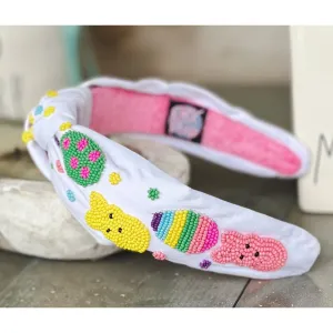 Peeps and Easter Eggs Seed Bead Front Knot Headband