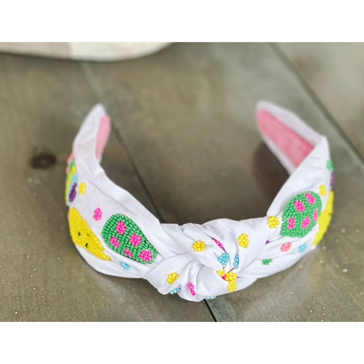 Peeps and Easter Eggs Seed Bead Front Knot Headband