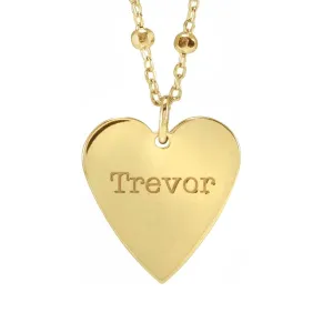 Personalized Engraveable Heart Necklace with Bead Chain