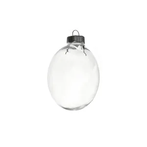 PET Plastic Fillable Oval Christmas Ornament, 3-1/2-Inch