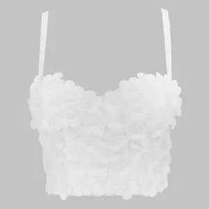 Pink Floral Beaded Boned Short Corset