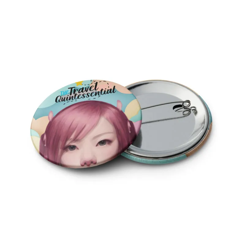 Pink Head TheTravelQuintessential Set of 5 Pin Buttons