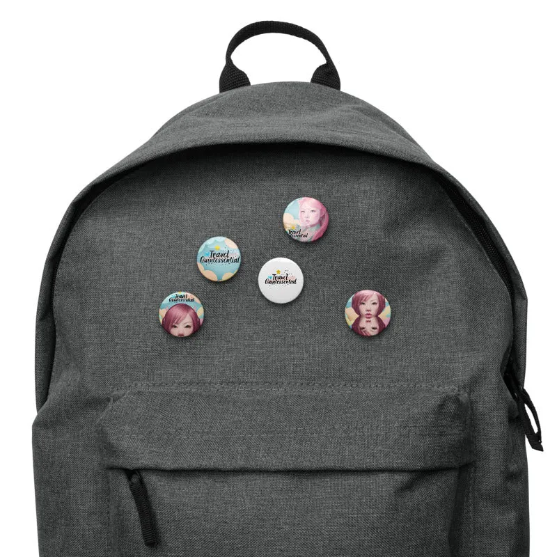 Pink Head TheTravelQuintessential Set of 5 Pin Buttons