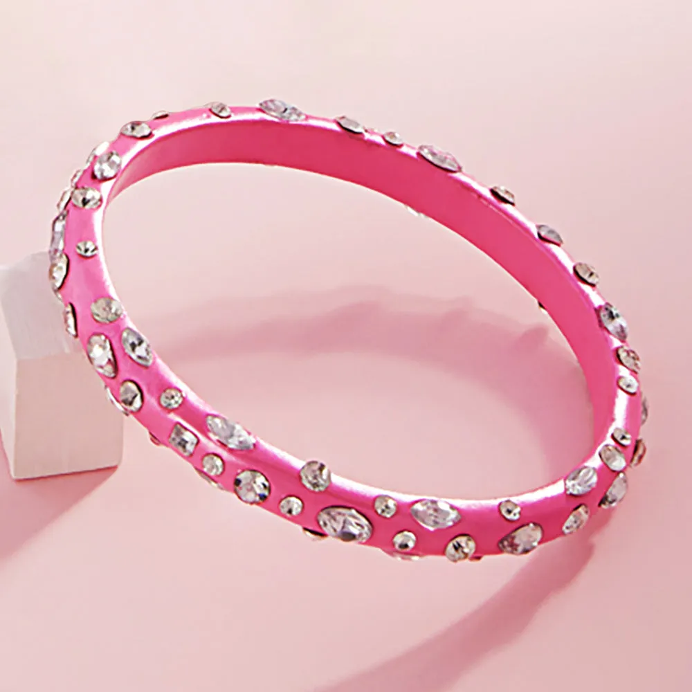 Pink Multi Stone Fun Fashion Bangle Bracelet | Outfit of Choice Jewelry |  628515