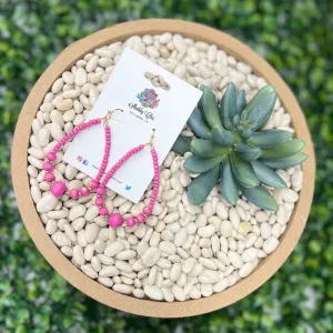 Pink Wooden Beaded Earrings