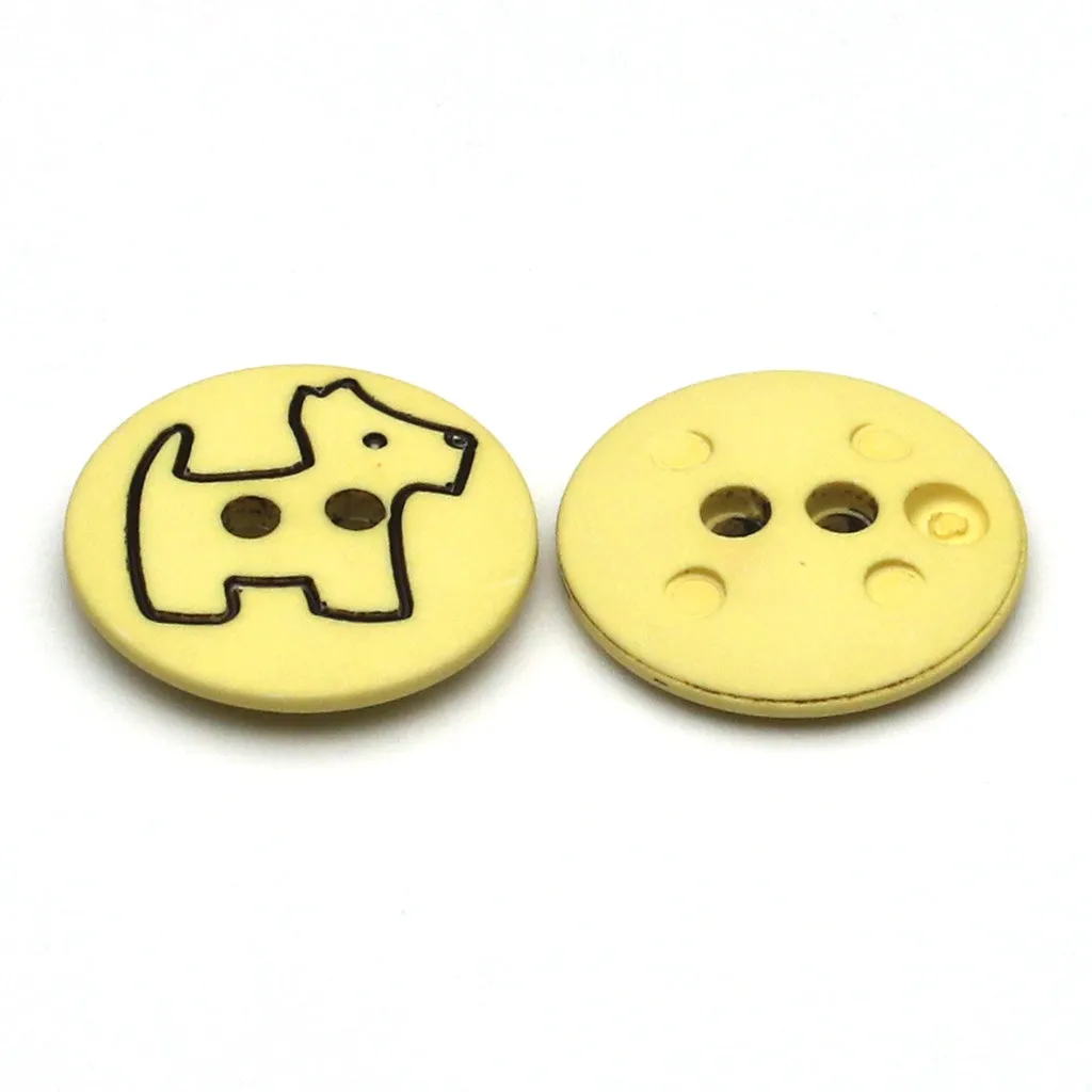 Plastic Button Natural White & Black