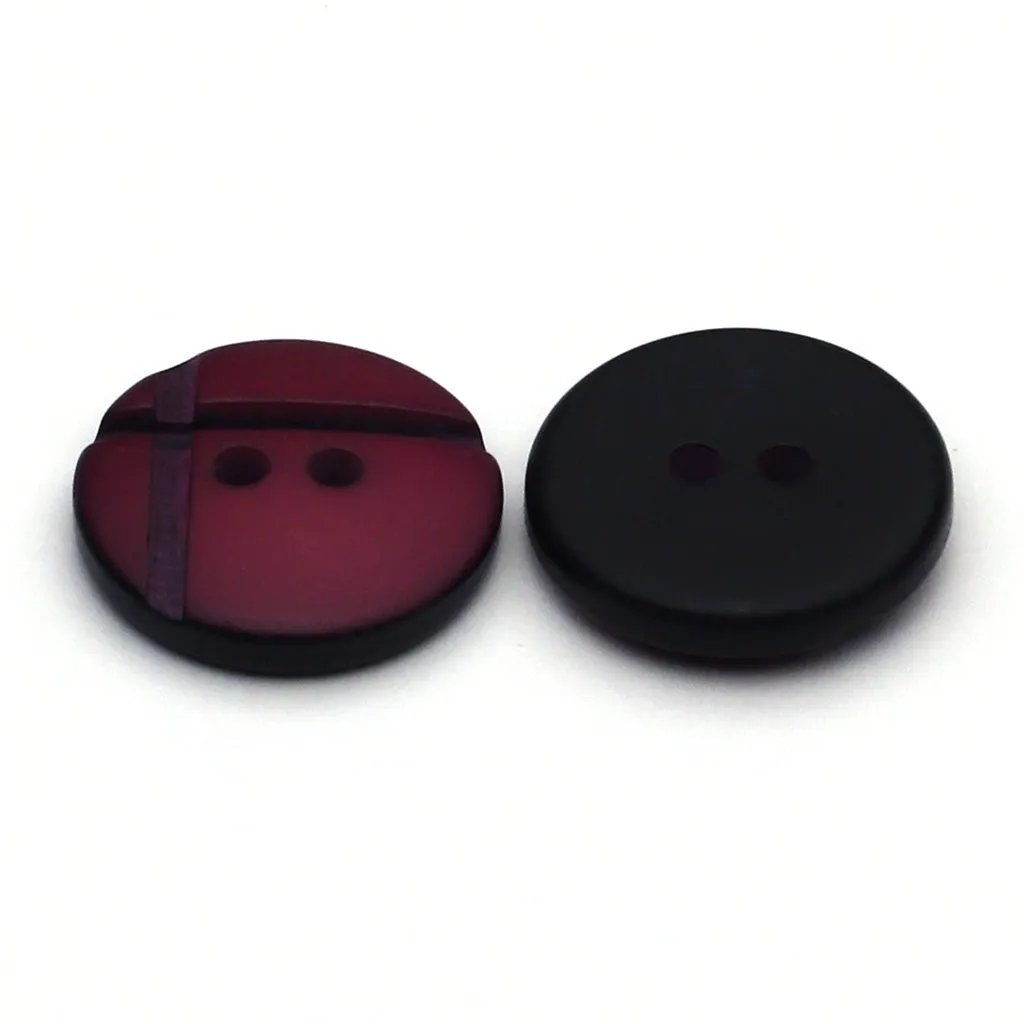 Plastic Button Wine Red & Black