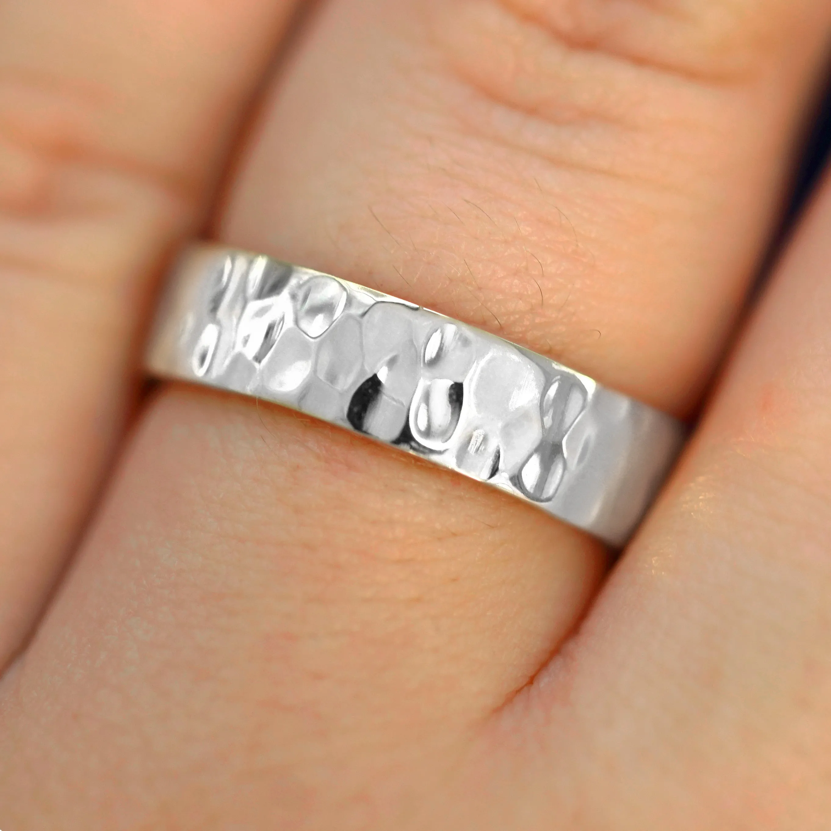 Platinum Industrial Hammered Band