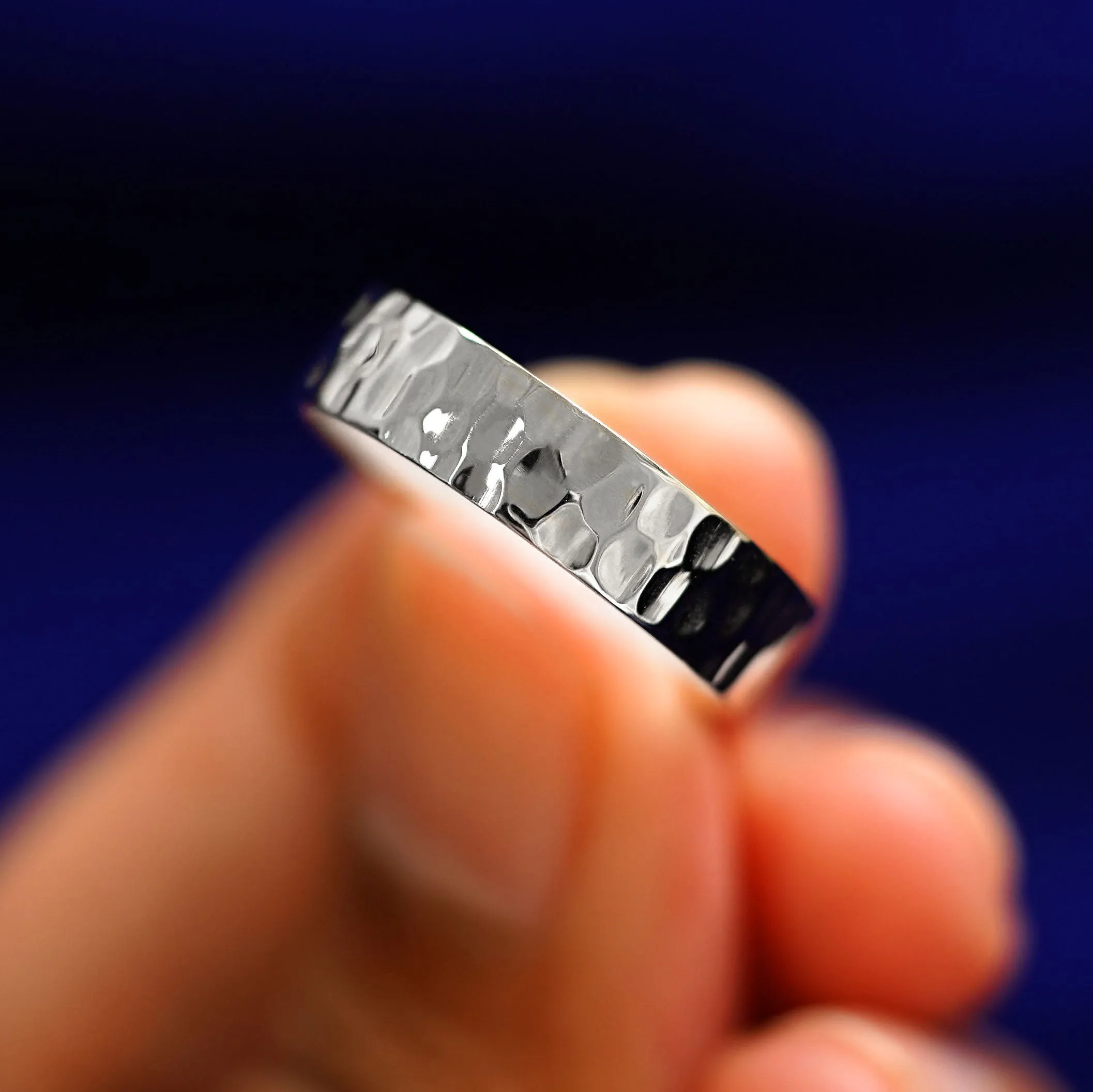 Platinum Industrial Hammered Band
