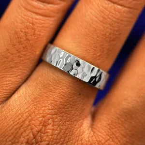 Platinum Industrial Hammered Band