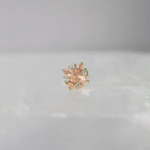 Pleades with Oregon Sunstone and Diamonds 18g/16g Threaded End