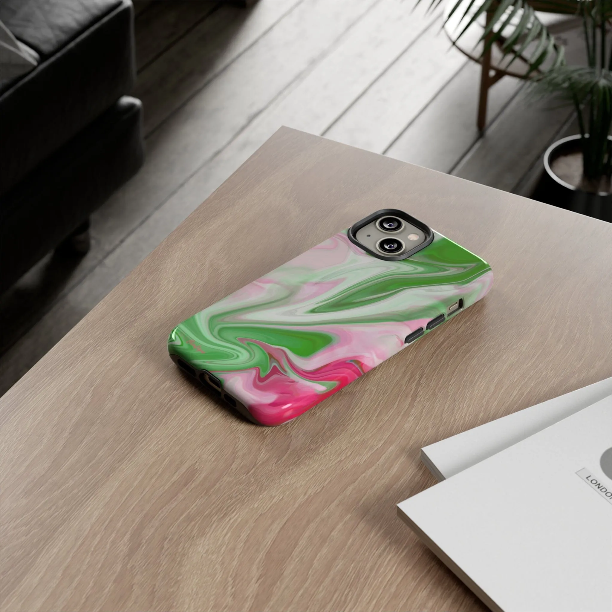 PNK Watercolor Pink & Green Plain Phone Case
