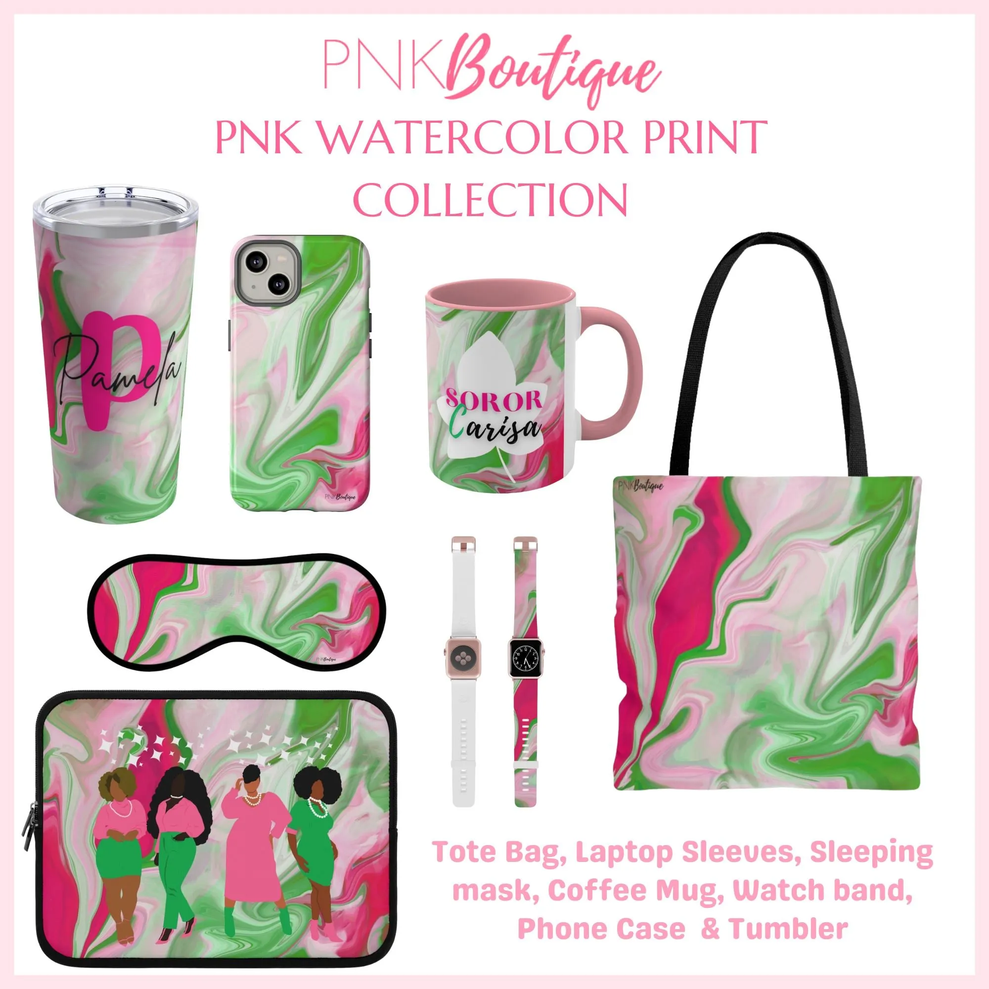 PNK Watercolor Pink & Green Plain Phone Case