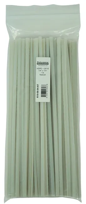 Polyvance R19-08-03-NT Natural HDPE   GF15 Plastic Corner Rod, 1/4"x1/4", 1 lb.