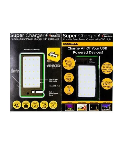 Portable Solar Charger Super Charger 8000 mAh – MultiTech Solutions! Can charge up to 3 devices at one time!
