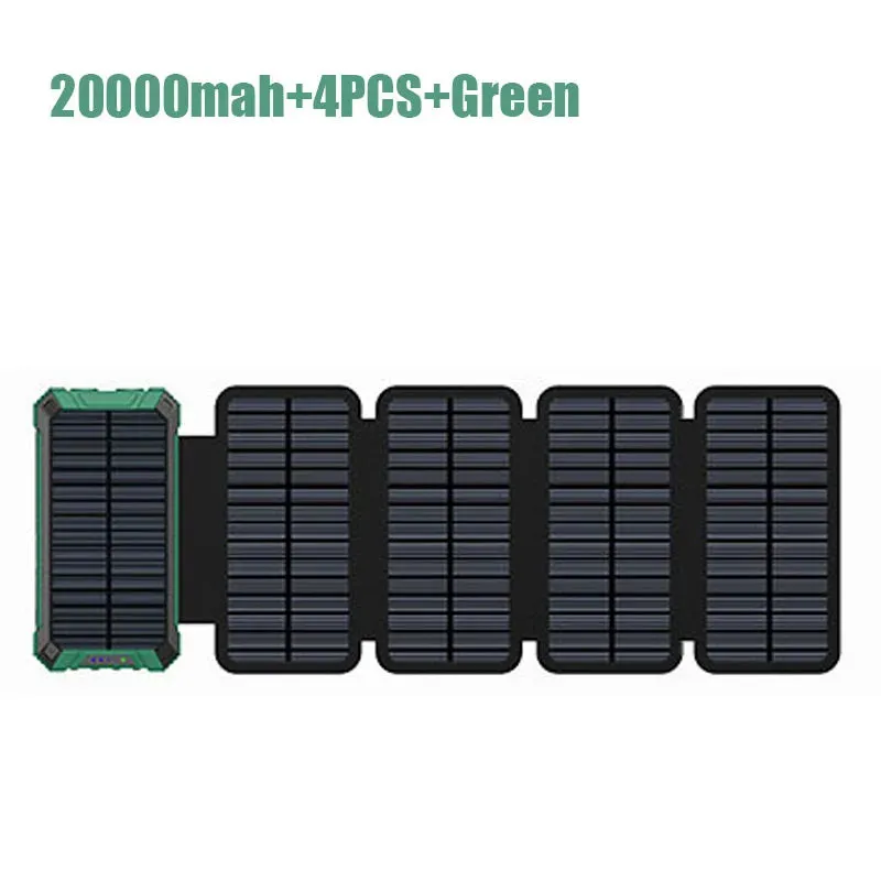 Portable Solar Panel Power Bank 20000mAh Usb Portable Cell With Battery Charger