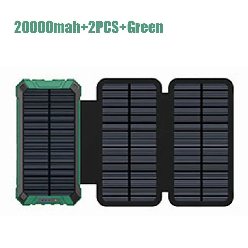 Portable Solar Panel Power Bank 20000mAh Usb Portable Cell With Battery Charger