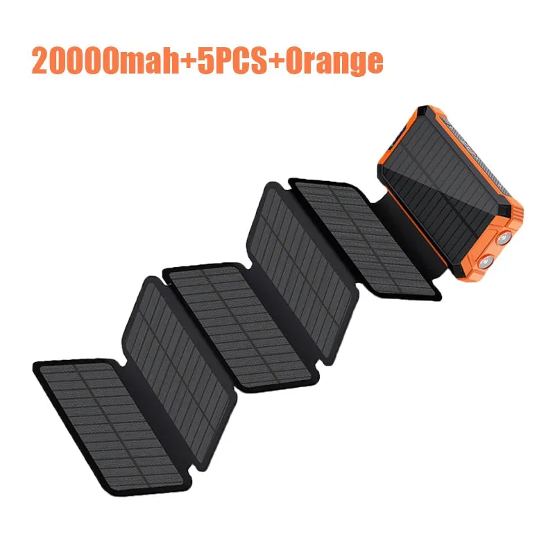Portable Solar Panel Power Bank 20000mAh Usb Portable Cell With Battery Charger