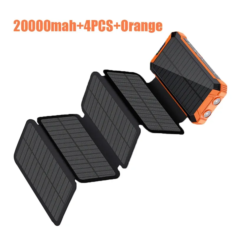 Portable Solar Panel Power Bank 20000mAh Usb Portable Cell With Battery Charger