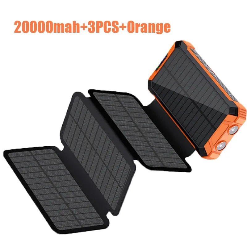 Portable Solar Panel Power Bank 20000mAh Usb Portable Cell With Battery Charger