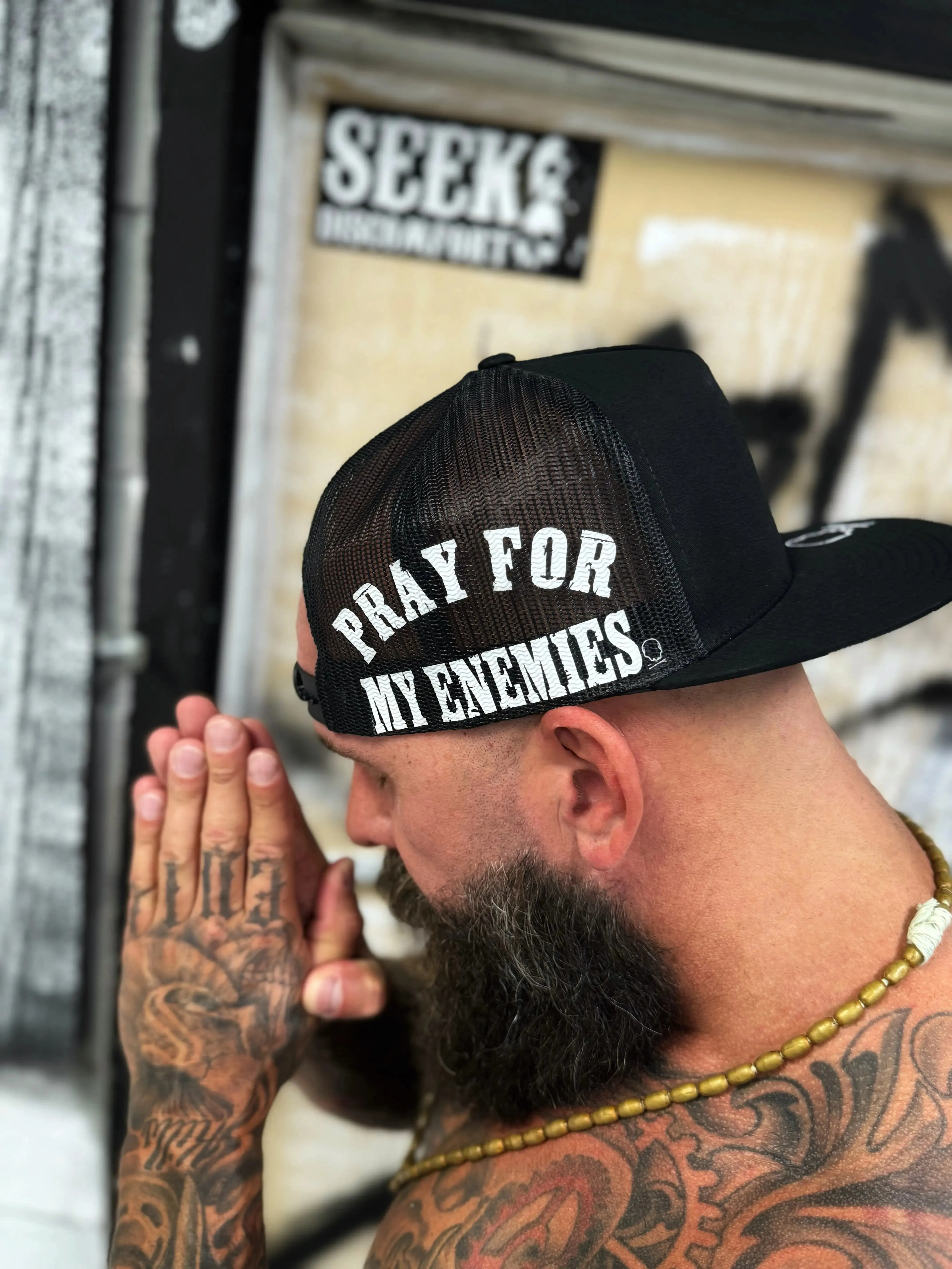 PRAY SIDE STYLE BLACK HAT