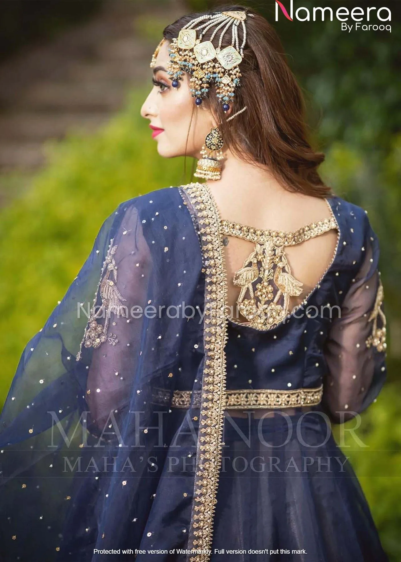 Premium Pakistani Gowns in Blue for Wedding #PN160
